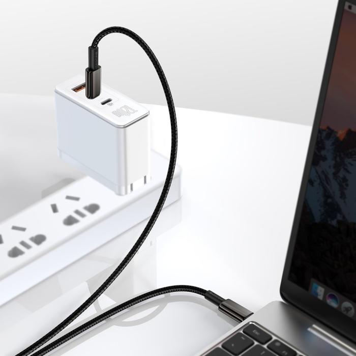 Bild 3, BASEUS Baseus Tungsten 1m 100W 5A PD QC USB-C - USB-C Flätad Nylon Kabel - Svart