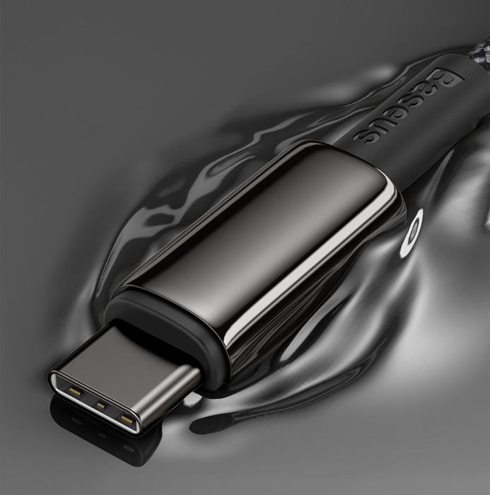 Bild 4, BASEUS Baseus Tungsten 1m 100W 5A PD QC USB-C - USB-C Flätad Nylon Kabel - Svart