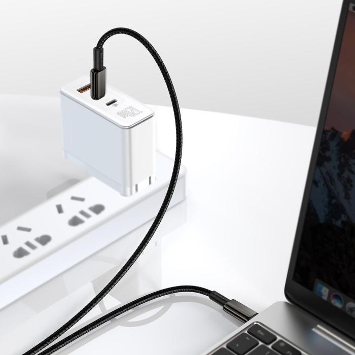 Bild 3, BASEUS Baseus Tungsten 2m 100W 5A PD QC USB-C - USB-C Flätad Nylon Kabel - Svart