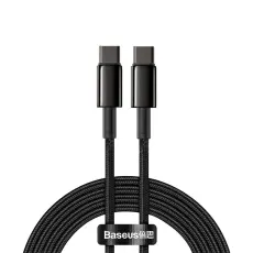 BASEUS Baseus Tungsten 2m 100W 5A PD QC USB-C - USB-C Fl&auml;tad Nylon Kabel - Svart