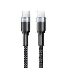 REMAX Remax Sury 1m 3A PD USB-C - USB-C Fl&auml;tad Nylon Kabel - Svart