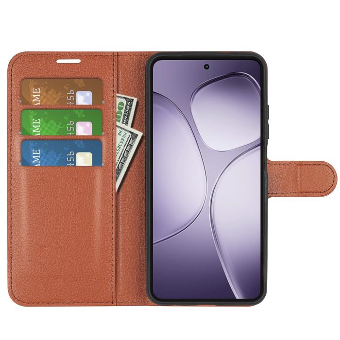 Bild 2,  Xiaomi 14T Pro Fodral Litchi Läder Brun