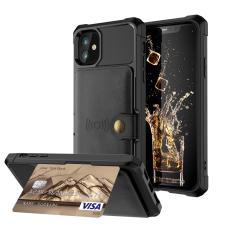  iPhone 12 / 12 Pro - Skal Med Magnetiskt Pl&aring;nbok - Svart