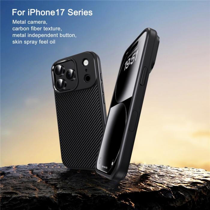 Bild 3, IPAKY IPAKY iPhone 17 Pro Max Skal TPU Kolfiber Textur Svart