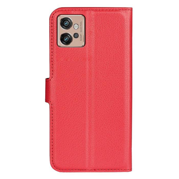Bild 6,  Motorola Moto G32 Fodral Litchi Läder Röd
