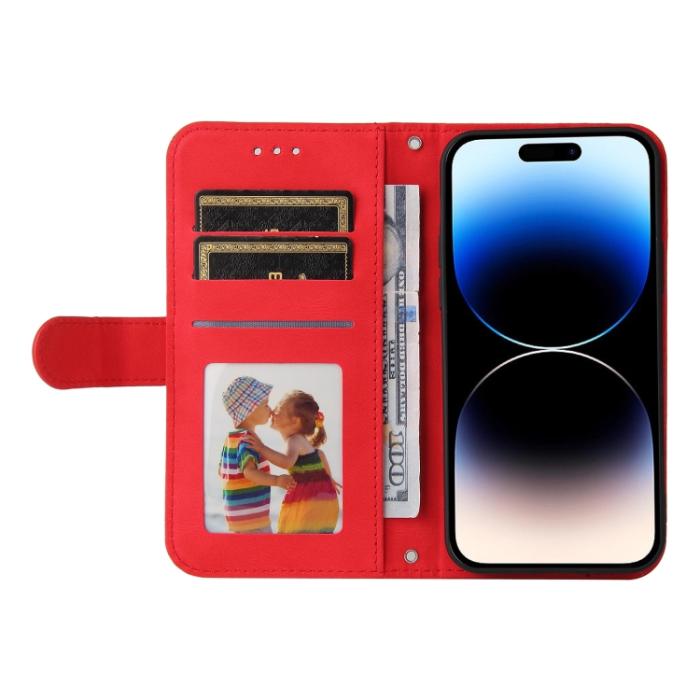 Bild 4,  iPhone 15 Pro Fodral Skin Feel Läder Röd