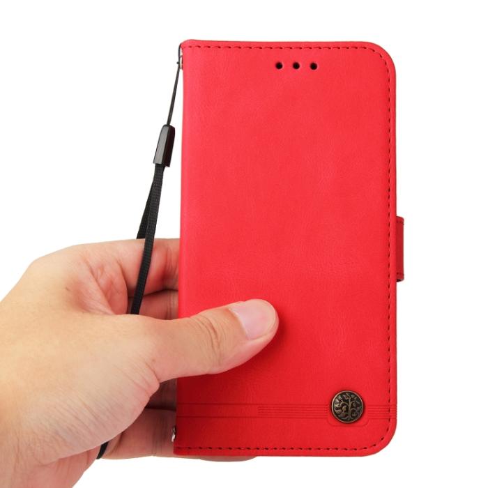 Bild 6,  iPhone 15 Pro Fodral Skin Feel Läder Röd