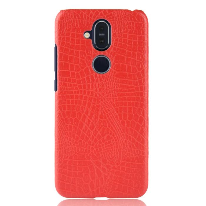 Bild 4,  Nokia 8.1 - Krokodil Mönster Skal - Röd