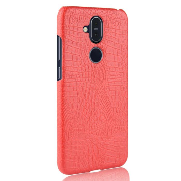 Bild 5,  Nokia 8.1 - Krokodil Mönster Skal - Röd