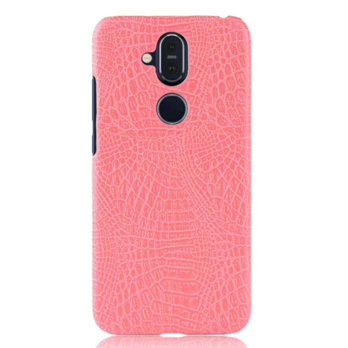 Bild 3,  Nokia 8.1 - Krokodil Mönster Skal - Rosa