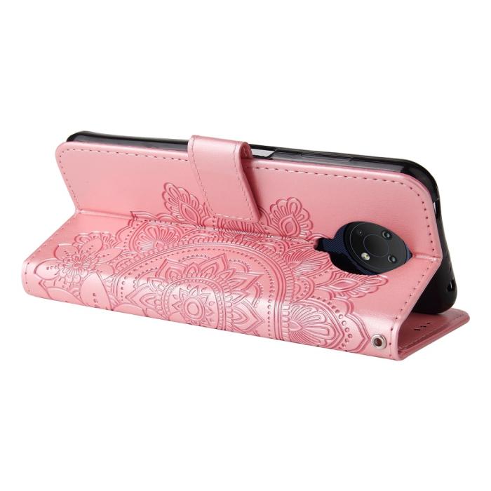 Bild 5,  Nokia G10 / G20 Fodral Mandala Läder Roséguld