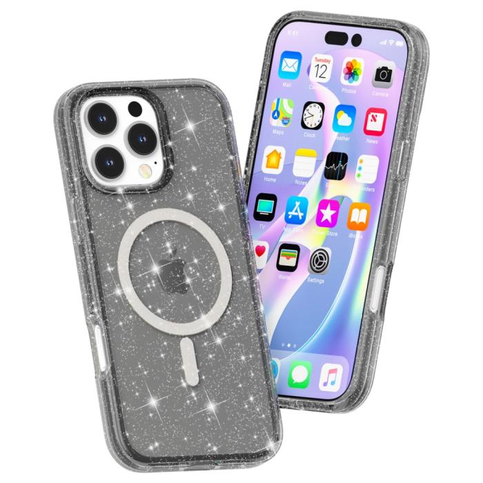 Bild 3,  iPhone 16 Pro Skal MagSafe Glitter Svart