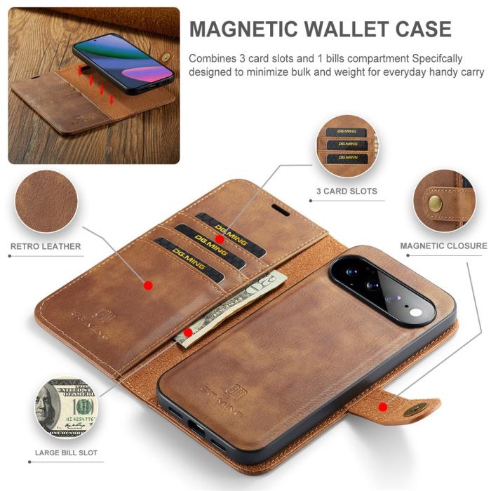 Bild 5, DG.MING DG.MING Google Pixel 11 Pro XL Fodral Magnet 2in1 Brun