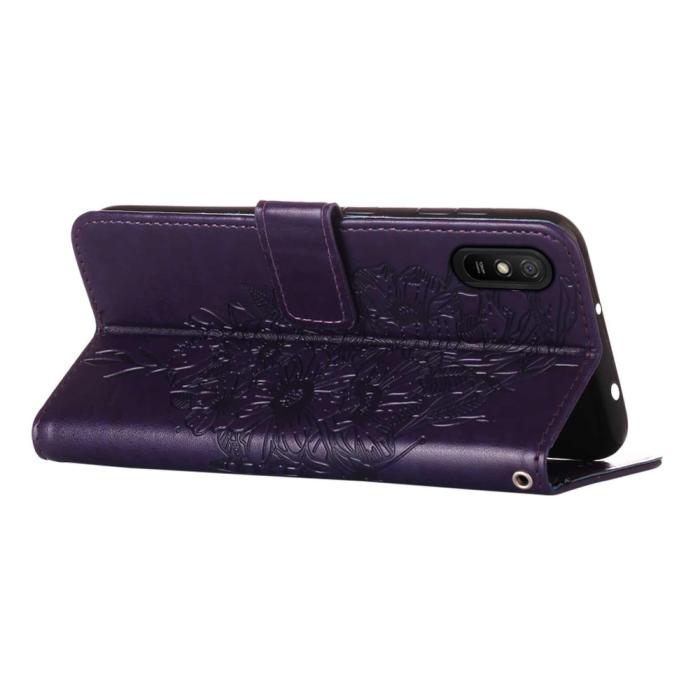 Bild 4,  Xiaomi Redmi 9A / 9AT Fodral Butterfly Lila