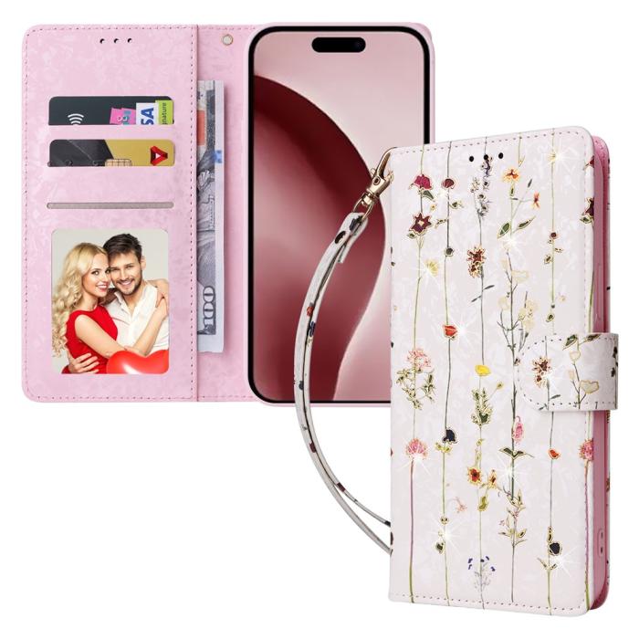 Bild 5,  iPhone 16 Pro Fodral RFID Läder Små Blommor
