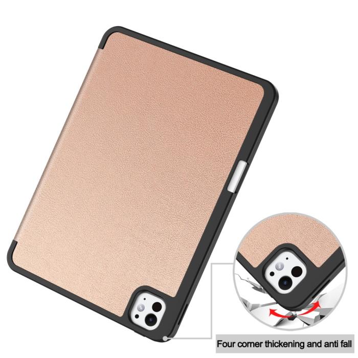 Bild 6,  iPad Pro 11 2025/2024 Fodral Tri-Fold Pennhållare Roséguld