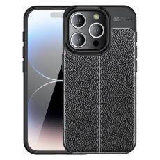  iPhone 15 Pro Max Skal Litchi Textur Svart