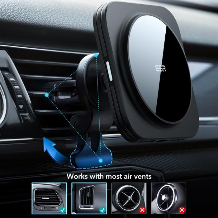 Bild 5, ESR ESR Magnetisk MagSafe HaloLock Billaddare Ventilation Svart
