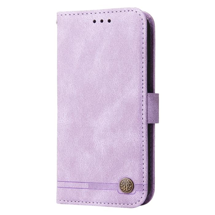 Bild 2,  iPhone 15 Pro Fodral Skin Feel Läder Lila