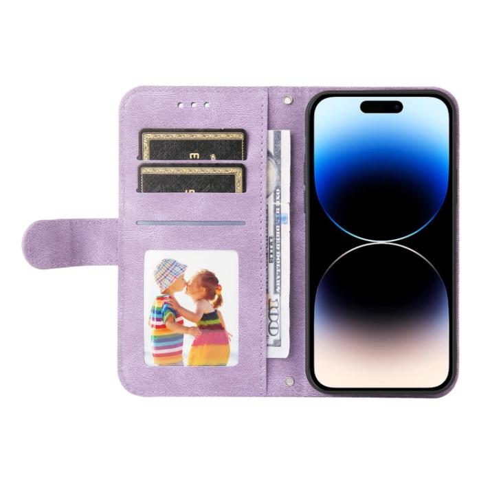 Bild 4,  iPhone 15 Pro Fodral Skin Feel Läder Lila