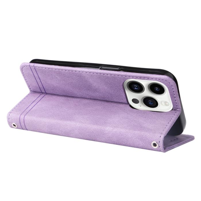 Bild 5,  iPhone 15 Pro Fodral Skin Feel Läder Lila