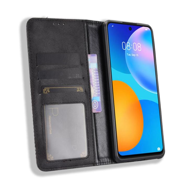 Bild 4,  Huawei P Smart (2021) - Retro Flip Fodral - Svart