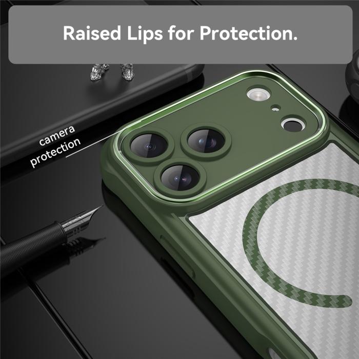 Bild 4,  iPhone 17 Pro Max Skal MagSafe Kolfiber Textur Grön