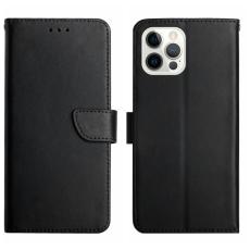  iPhone 16 Pro Fodral Premium &Auml;kta L&auml;der Svart