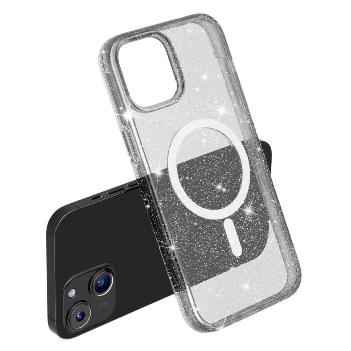 Bild 5,  iPhone 15 Plus Skal MagSafe Hybrid Glitter Svart