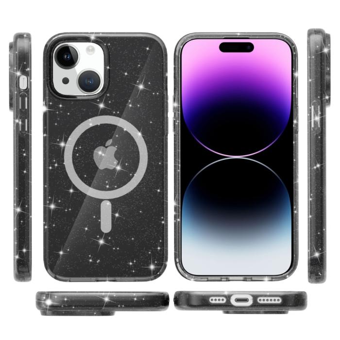 Bild 6,  iPhone 15 Plus Skal MagSafe Hybrid Glitter Svart