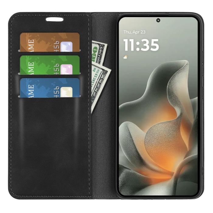 Bild 2,  Motorola Edge 70 Fodral Flip Skin Touch Läder Svart