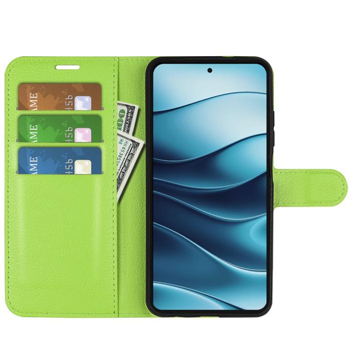 Bild 2,  Xiaomi Redmi Note 14 4G Fodral Litchi Läder Grön