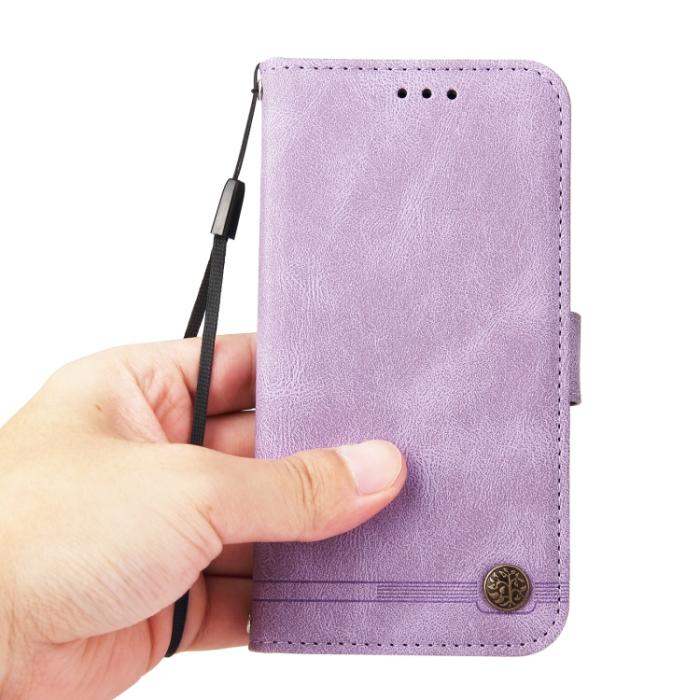 Bild 6,  iPhone 15 Pro Fodral Skin Feel Läder Lila