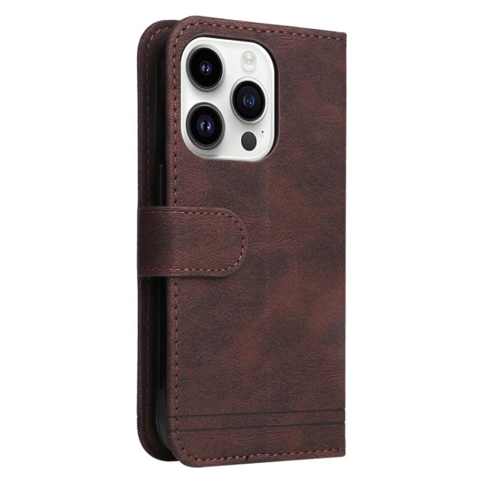 Bild 3,  iPhone 15 Pro Fodral Skin Feel Läder Brun