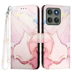  Motorola Edge 60 Pro Fodral L&auml;der Marmor Ros&eacute;guld