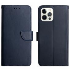  iPhone 16 Pro Fodral Premium &Auml;kta L&auml;der M&ouml;rk Bl&aring;