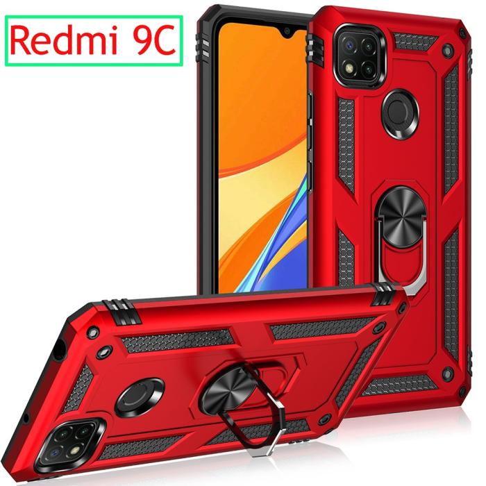 Bild 2,  Xiaomi Redmi 9C Skal Ring Shockproof Röd