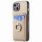  iPhone 15 Plus Skal Kolfiber Textur Ring Kortfack Aprikos