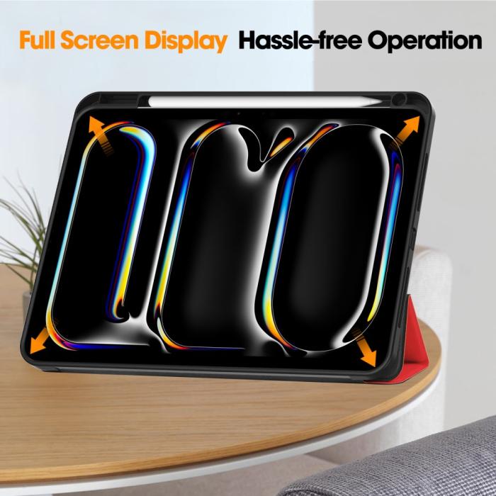 Bild 5,  iPad Pro 11 2025/2024 Fodral Tri-Fold Pennhållare Röd