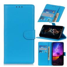  Huawei P40 Lite E - Litchi Pl&aring;nboksfodral - Bl&aring;
