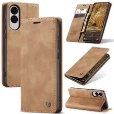 CASEME CASEME Samsung Galaxy S25 Edge Fodral Flip L&auml;der Brun