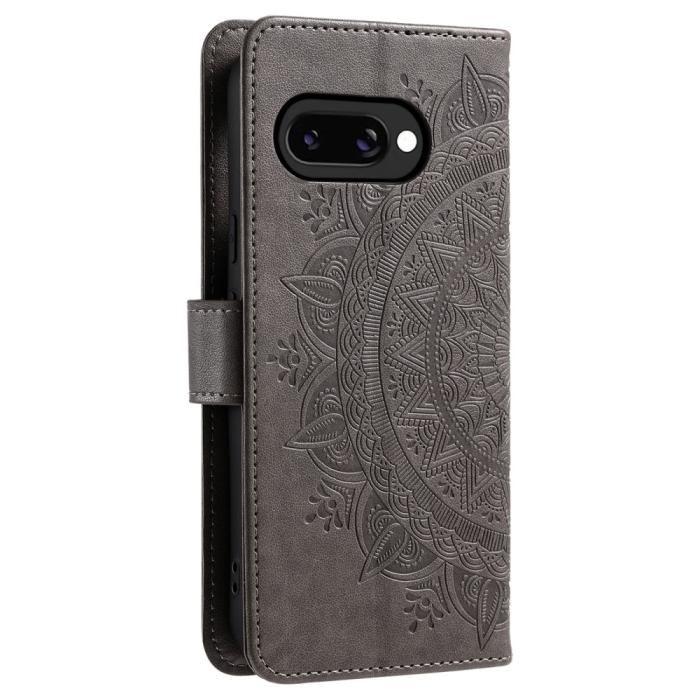 Bild 6,  Google Pixel 9a Fodral Mandala Läder Grå