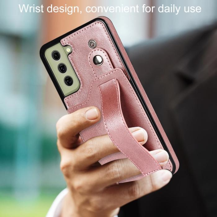 Bild 2,  Samsung Galaxy S21 FE Skal Med Kortfack Och Strap Roséguld