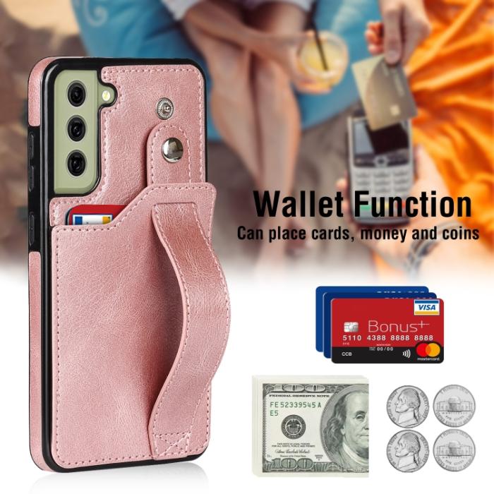 Bild 3,  Samsung Galaxy S21 FE Skal Med Kortfack Och Strap Roséguld
