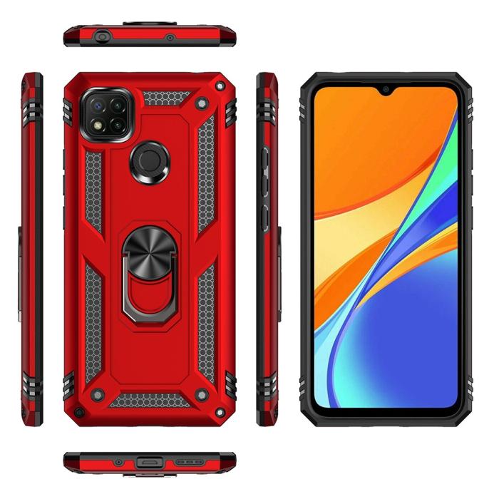 Bild 3,  Xiaomi Redmi 9C Skal Ring Shockproof Röd