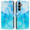  Samsung Galaxy A26/A17/A16 Fodral Läder Marmor Blå / Grön