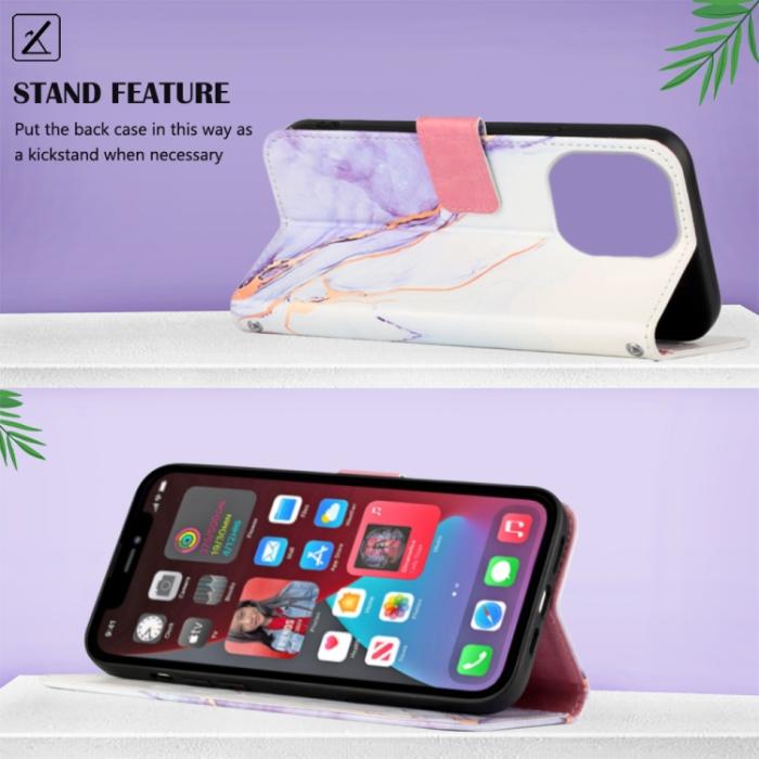 Bild 3,  iPhone 14 Pro Fodral Marmor Vit/Lila