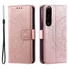  Sony Xperia 1 VI Mandala L&auml;der Fodral Ros&eacute;guld