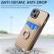  iPhone 15 Plus Skal Kolfiber Textur Ring Kortfack Aprikos