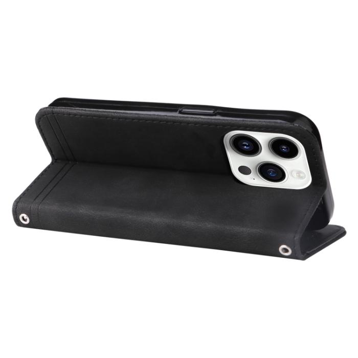 Bild 5,  iPhone 15 Pro Fodral Skin Feel Läder Svart